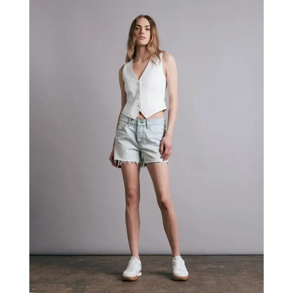 Rag & Bone Dre Short Cut Off Button Fly Jade Blue Denim Sz‎ 28 Women's - Picture 3 of 11